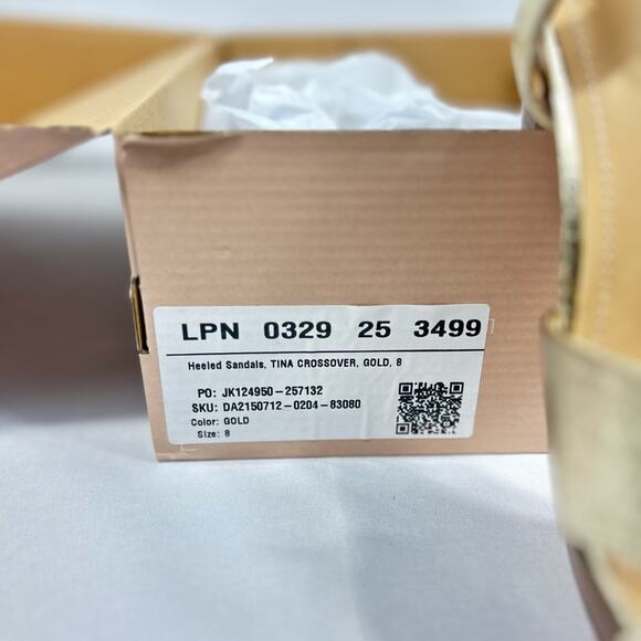 NWT JustFab Tina Crossover Womens Heeled Platform Ankle Strap Sandal, Gold, 8 - Picture 7 of 7